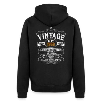 Mai 1959 - Cadeau d'anniversaire spécial pour le soixantième anniversaire - Veste à capuche bio Premium Unisexe - noir - Dos - Nico (187cm)