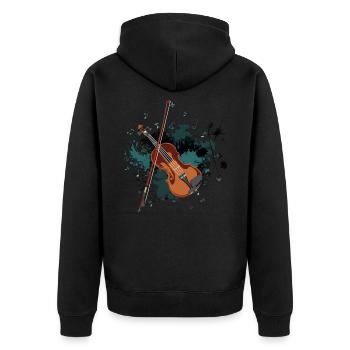 Geige - Unisex Premium Bio Zip Hoodie - Schwarz - Hinten - Nico (187cm)