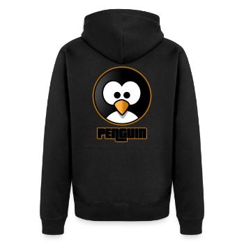 Penguin in ice - Pinguin im Eis - Unisex Premium Bio Zip Hoodie - Schwarz - Hinten - Nico (187cm)