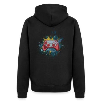 Gaming - Unisex Premium Bio Zip Hoodie - Schwarz - Hinten - Nico (187cm)