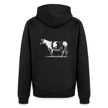 cow - Unisex Premium Organic Zip Hoodie - black - Back - Nico (187cm)