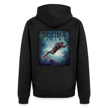 Scuba Diving - Unisex Premium Bio Zip Hoodie - Schwarz - Hinten - Nico (187cm)
