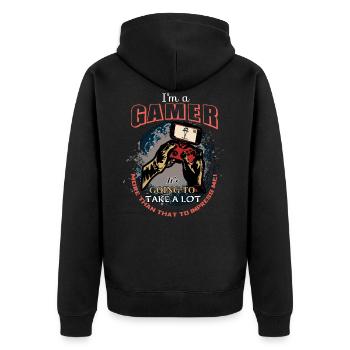 Gamer - Unisex Premium Organic Zip Hoodie - black - Back - Nico (187cm)