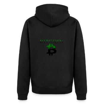 Bitcoin - Unisex Premium Bio Zip Hoodie - Schwarz - Hinten - Nico (187cm)