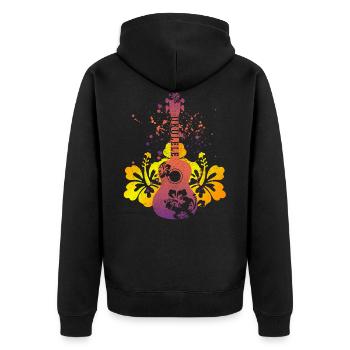 Ukulele - cadeau d'hibiscus d'Hawaï - Veste à capuche bio Premium Unisexe - noir - Dos - Nico (187cm)