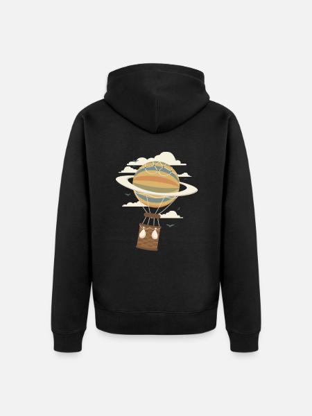 Air Balloon Saturne montgolfière - Premium økologisk unisex-hættejakke - sort