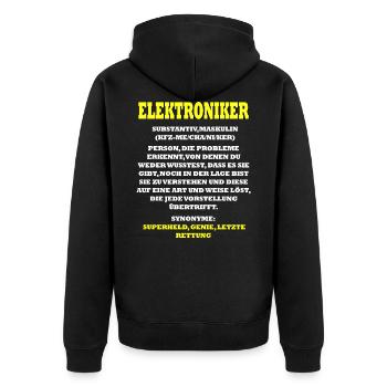 Elektroniker - Unisex Premium Bio Zip Hoodie - Schwarz - Hinten - Nico (187cm)
