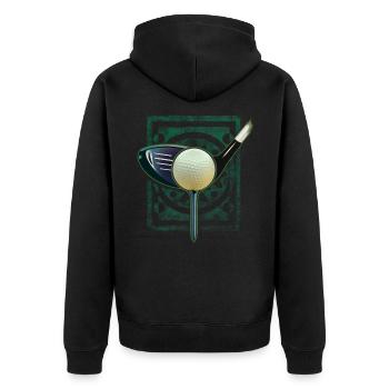 Golf - Unisex Premium Bio Zip Hoodie - Schwarz - Hinten - Nico (187cm)