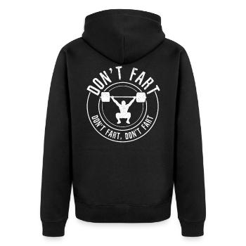Gewichtheben - Power Lifting Bodybuilding Lustig - Unisex Premium Bio Zip Hoodie - Schwarz - Hinten - Nico (187cm)