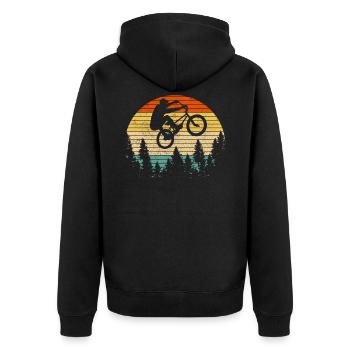 BMX - Unisex Premium Bio Zip Hoodie - Schwarz - Hinten - Nico (187cm)