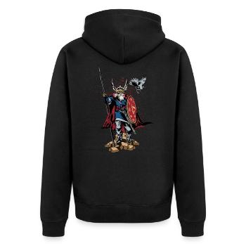 Guerrier viking odin mythologie nordique - Veste à capuche bio Premium Unisexe - noir - Dos - Nico (187cm)