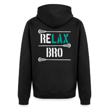 LACROSSE - Unisex Premium Bio Zip Hoodie - Schwarz - Hinten - Nico (187cm)