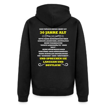30 Jahre alt - Unisex Premium Bio Zip Hoodie - Schwarz - Hinten - Nico (187cm)
