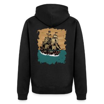 Piratenschiff - Unisex Premium Bio Zip Hoodie - Schwarz - Hinten - Nico (187cm)
