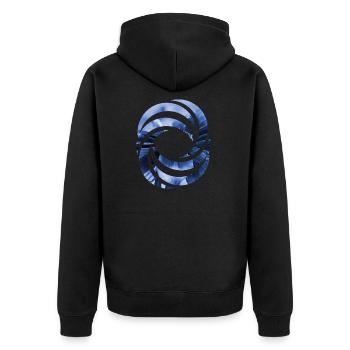 Design - Unisex Premium Bio Zip Hoodie - Schwarz - Hinten - Nico (187cm)