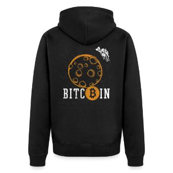 Bitcoin - Unisex Premium Bio Zip Hoodie - Schwarz - Hinten - Nico (187cm)