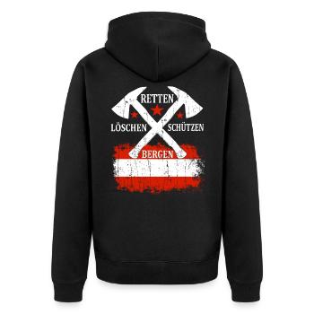 Feuerwehr Löschen Retten Bergen Schützen Geschenk - Unisex Premium Bio Zip Hoodie - Schwarz - Hinten - Nico (187cm)