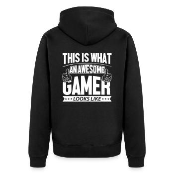 Gaming Gaming Gaming Gaming Gaming Gaming - Unisex Premium Organic Zip Hoodie - black - Back - Nico (187cm)