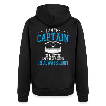 Capitaine - capitaine maritim voile cadeau drôle - Veste à capuche bio Premium Unisexe - noir - Dos - Nico (187cm)