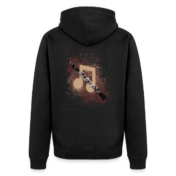Klarinette - Unisex Premium Bio Zip Hoodie - Schwarz - Hinten - Nico (187cm)