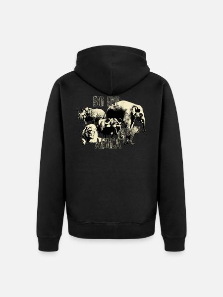 Africa Big Five Rhino Elephant Lion Leopard - Unisex Premium Organic Zip Hoodie - black