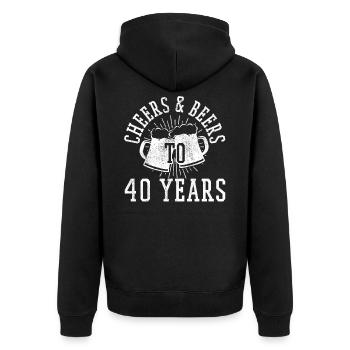 40. Geburtstag - Bier Geschenk Lustig - Unisex Premium Bio Zip Hoodie - Schwarz - Hinten - Nico (187cm)