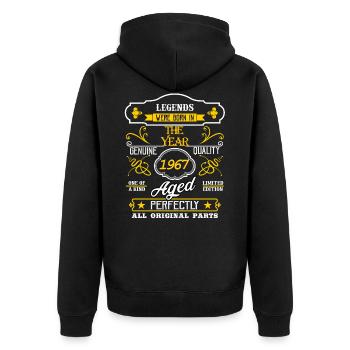 Legende des Jahres 1967 - Unisex Premium Bio Zip Hoodie - Schwarz - Hinten - Nico (187cm)