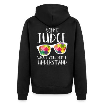 Autism Awareness - Autismus - Unisex Premium Bio Zip Hoodie - Schwarz - Hinten - Nico (187cm)