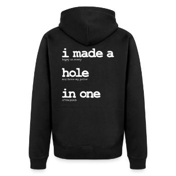 Hole In One - Golf Funny Gift - Unisex Premium Organic Zip Hoodie - black - Back - Nico (187cm)