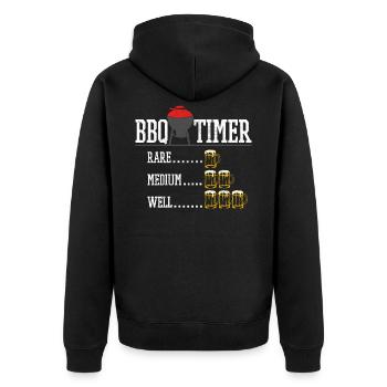 BBQ Timer - BBQ Beer Chef Funny Gift - Unisex Premium Organic Zip Hoodie - black - Back - Nico (187cm)