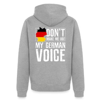 Deutsche Stimme - Unisex Premium Bio Zip Hoodie - Grau meliert - Hinten - Nico (187cm)