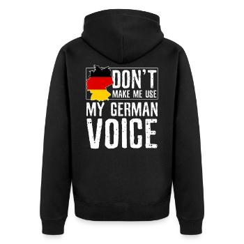 Voix allemande - Veste à capuche bio Premium Unisexe - noir - Dos - Nico (187cm)