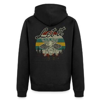 Let It Bee - Biene Imker Geschenk - Unisex Premium Bio Zip Hoodie - Schwarz - Hinten - Nico (187cm)