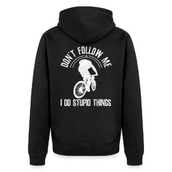 Mountain Bike - MTB Mountainbiker Funny Gift - Unisex Premium Organic Zip Hoodie - black - Back - Nico (187cm)
