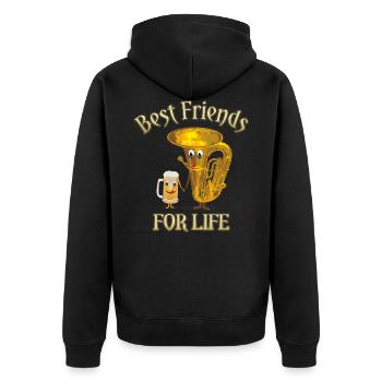 Tuba and beer - Best Friends For Life - Unisex Premium Organic Zip Hoodie - black - Back - Nico (187cm)