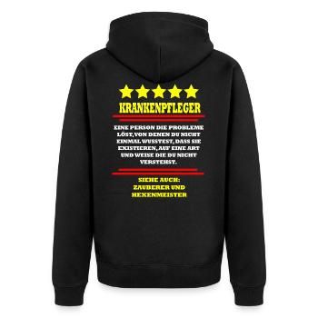 Nurse - Unisex Premium Organic Zip Hoodie - black - Back - Nico (187cm)