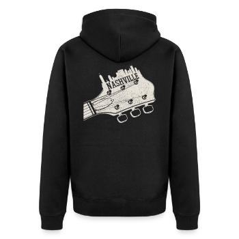 Nashville - Unisex Premium Bio Zip Hoodie - Schwarz - Hinten - Nico (187cm)