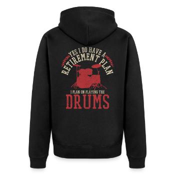 Batteur - pension retraite percussion - Veste à capuche bio Premium Unisexe - noir - Dos - Nico (187cm)