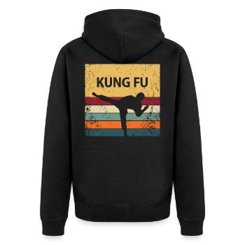 Kung Fu rétro - Veste à capuche bio Premium Unisexe - noir - Dos - Nico (187cm)