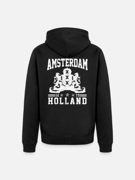 Amsterdam - Unisex Premium Bio Zip Hoodie - Schwarz