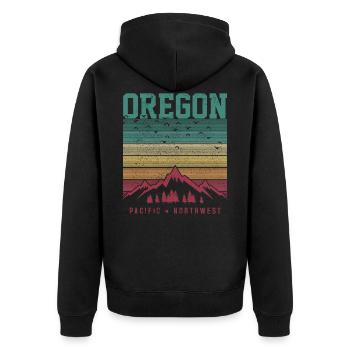 Oregon - Unisex Premium Organic Zip Hoodie - black - Back - Nico (187cm)