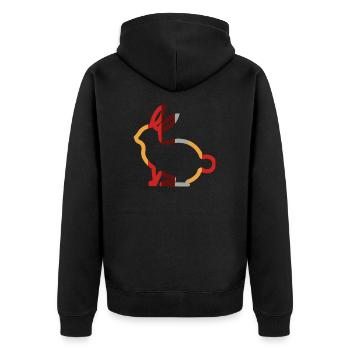 Hare - Unisex Premium Organic Zip Hoodie - black - Back - Nico (187cm)