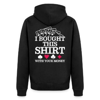Poker - Unisex Premium Bio Zip Hoodie - Schwarz - Hinten - Nico (187cm)