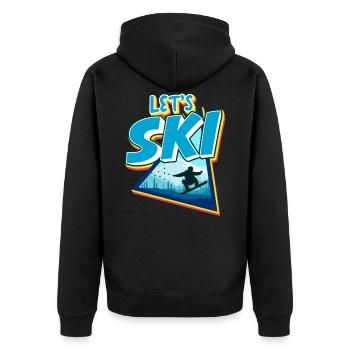 Vintage Slalom Ski 80er 90er Jahre - Unisex Premium Bio Zip Hoodie - Schwarz - Hinten - Nico (187cm)