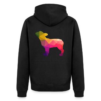 Frenchie French Bulldog Regenbogen bunt - Unisex Premium Bio Zip Hoodie - Schwarz - Hinten - Nico (187cm)