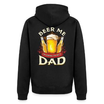 Bier, ich werde Vater - Unisex Premium Bio Zip Hoodie - Schwarz - Hinten - Nico (187cm)