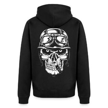 tête de mort 03 moto mal mort mort shirt - Veste à capuche bio Premium Unisexe - noir - Dos - Nico (187cm)