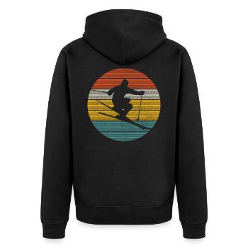 Ski Vintage Freestyle Freeski Geschenk - Unisex Premium Bio Zip Hoodie - Schwarz - Hinten - Nico (187cm)