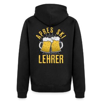 Apres Ski Instructor - Beer Party Funny Gift - Unisex Premium Organic Zip Hoodie - black - Back - Nico (187cm)
