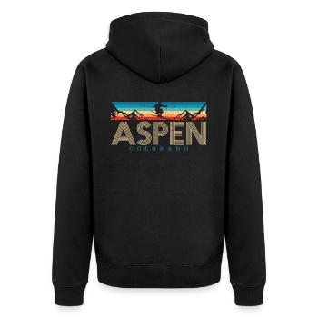 Ski Aspen Colorado - Unisex Premium Bio Zip Hoodie - Schwarz - Hinten - Nico (187cm)